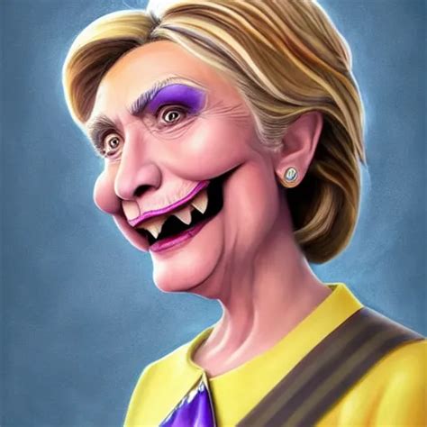 Portrait Of Hillary Clinton As Waluigi Fantasy Stable Diffusion