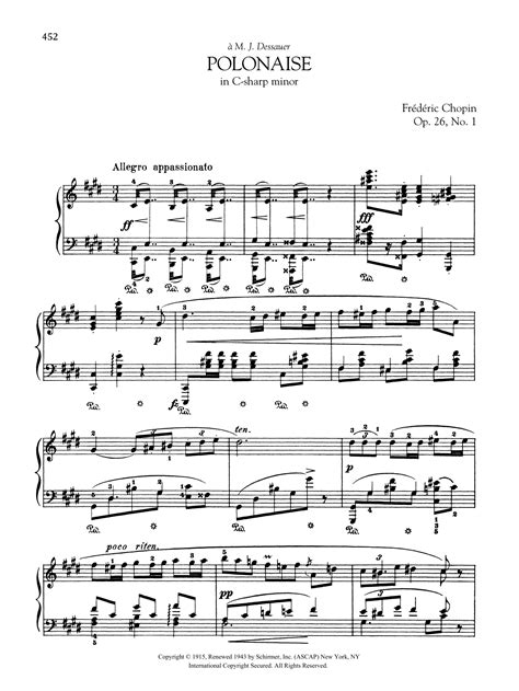 Polonaise in C sharp minor Op 26 No 1 by Frédéric Chopin Sheet