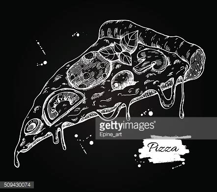 Vector Pizza Slice Drawing. Hand Drawn Pizza Illustration. Stock Vector ...