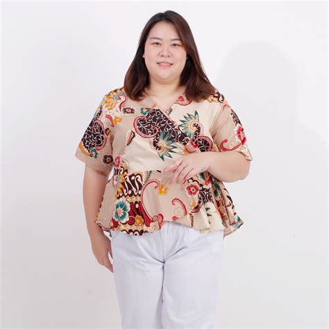 Jual Atasan Batik Blouse Batik Wanita Jumbo Big Size 628 Mrs1 Shopee