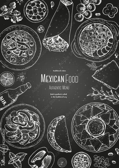 Mexican Food Top View Frame A Set Of Classic Mexican Dishes With