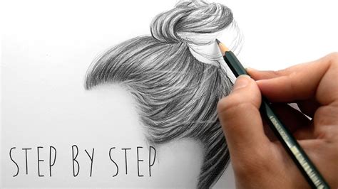 Draw With Me How To Draw Shade Realistic Hair Bun With Pencils Step