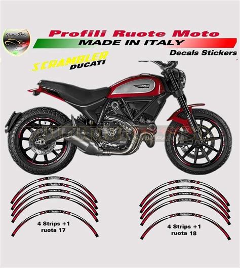 Stickers Profiles Wheels Red Ducati Scrambler