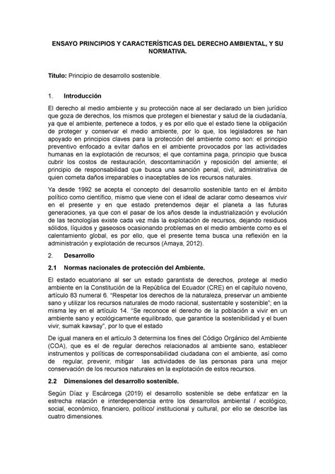 Ensayo Principios Del Derecho Ambiental Ensayo Principios Y