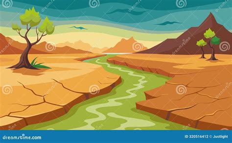 The Once Lush And Verdant Riverbed Was Now A Barren And Cracked Land A