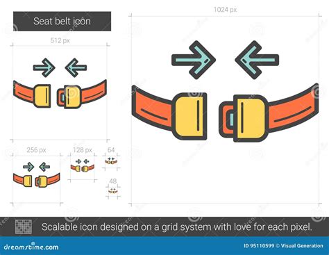 Línea Icono Del Cinturón De Seguridad Ilustración del Vector