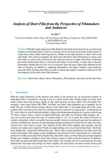 (PDF) Analysis of Short Film from the Perspective of Filmmakers and ...