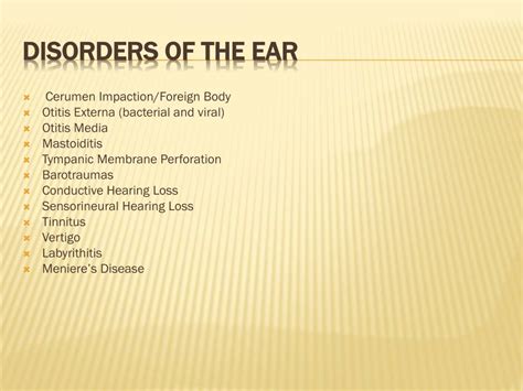 Ppt Otorhinolaryngology Disorders Of The Ear Nose And Throat