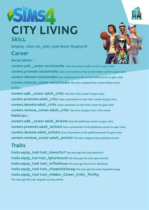 Poster Sims Cheat Code City Living Sims Sims Contenu