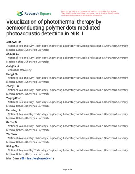 PDF Visualization Of Photothermal Therapy By Semiconducting Polymer