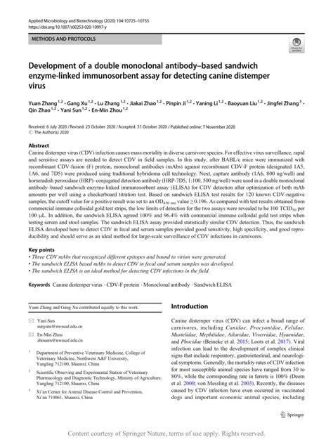 PDF Development Of A Double Monoclonal Antibodybased Sandwich Enzyme