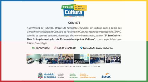 Fundação De Cultura E Senac Realizarão Seminário Para O Plano Municipal