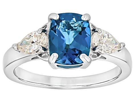 London Blue Topaz Rhodium Over Sterling Silver Ring Ctw Ctb