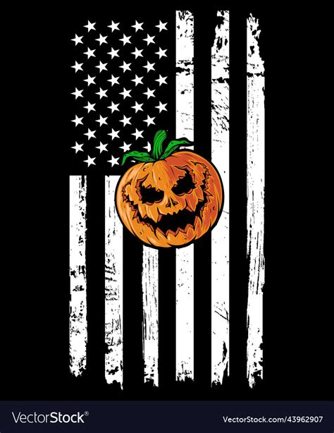 Happy halloween usa flag and pumpkin face Vector Image