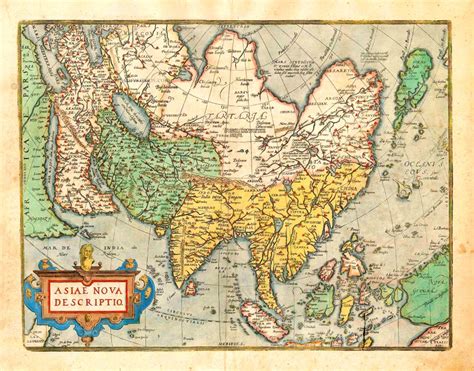 Old Antique Map Of Asia By Abraham Ortelius Sanderus Antique Maps