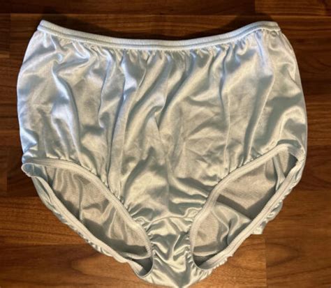 Vintage Silky Nylon Panties Pastel Blue Bikini Sheer Gem