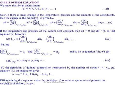 Lect. 3 gibbs helmholtz equation, chemical potential, gibbs duhem equation