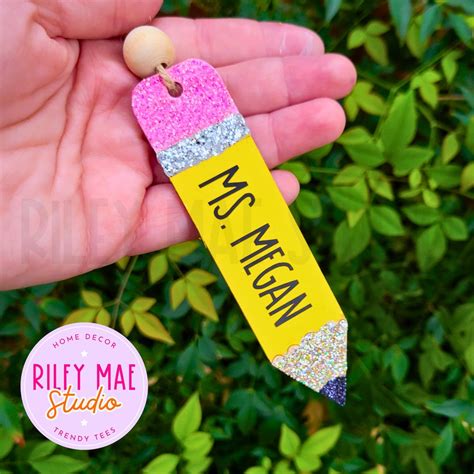 Personalized Pencil Teacher Ornament Glitter Teacher Ornament