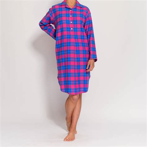 Womens Nightshirt In Pink Tartan Flannel By British Boxers