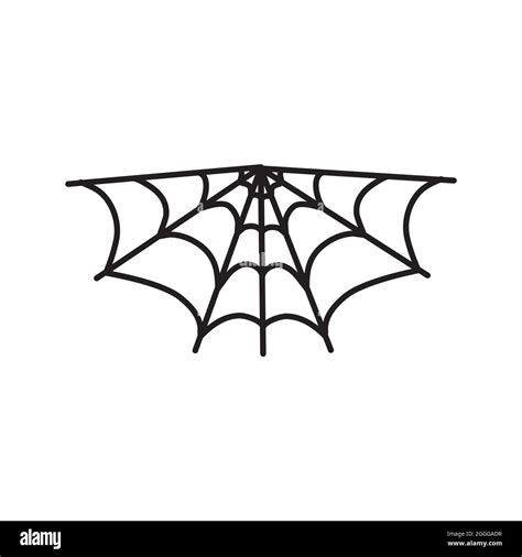 Corner spiderweb black linear icon. Halloween outline sign. Monochrome ...