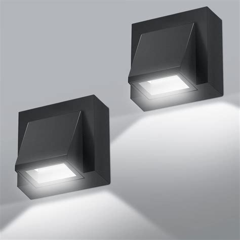 Comely 2 Pezzi Applique Da Parete Esterno LED Nero Lampada Da Parete