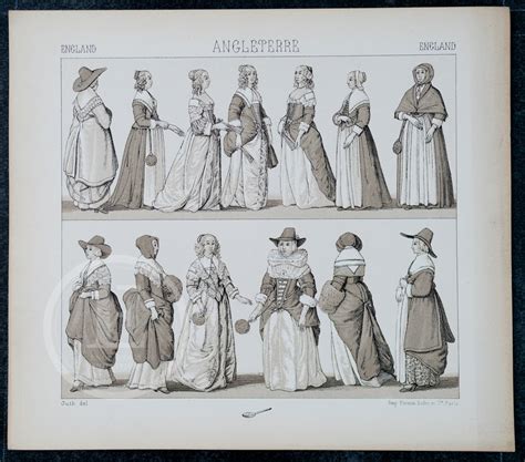 England Traditional Costumes for Women by A.racinet EXQUISITE PRINT ...