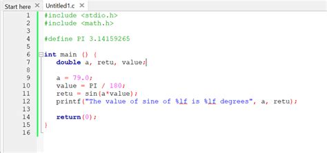 Sin Function In C