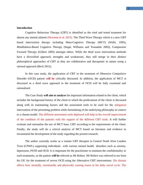 Cbt And Mct For Ocd Treatment Desklib