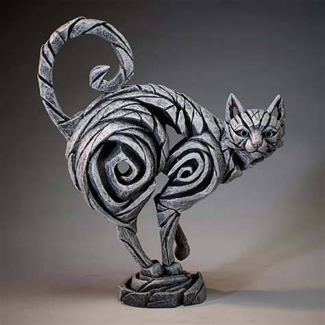 Edge Sculpture Standing Cat White