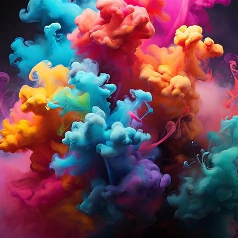 Premium Photo | A group of colorful smoke bombs in the air AI