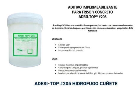 Adesi top 205 Impermeabilizante Friso Concreto Cuñete MercadoLibre