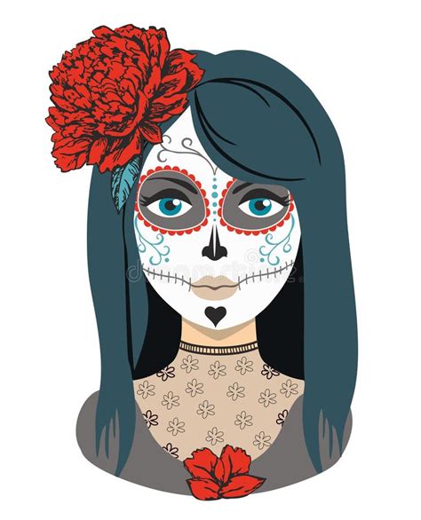 Mexican Day Dead Female Skeleton Head Stock Illustrations 382 Mexican