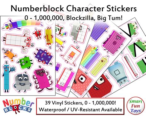 Numberblocks Stickers Glossy Vinyl 8 X 55 In Characters 0 Etsy Canada