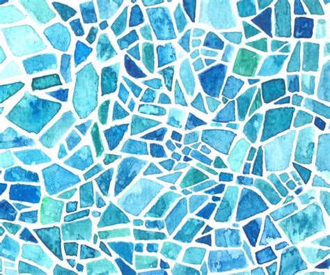 Blue Watercolor Mosaic Texture Pattern