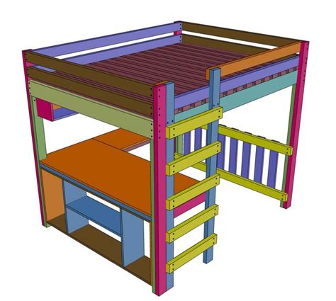 How to build a DIY Queen Size Loft Bed with a Desk - TheDIYPlan