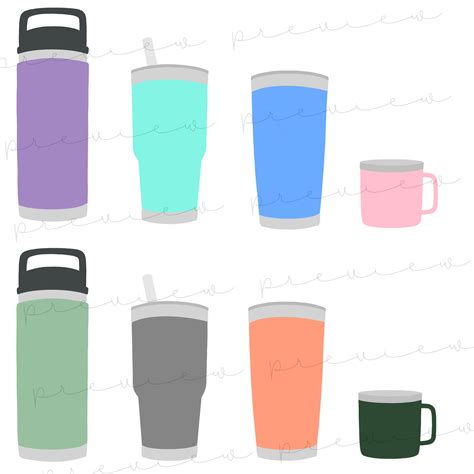 Yeti Style Clipart Cups Mug Tumbler Water Bottle Thermos Coffee Drink