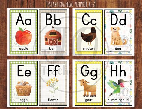 Printable Farm Classroom Theme Alphabet Wall Posters Etsy