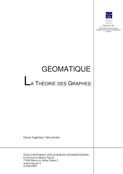 Pdf Geomatique L Unit Pr Sentation De La Th Orie Des Graphes J