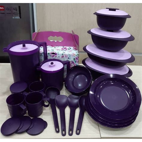 Tupperware Purple Royal Blossom Serving Set Shopee Malaysia