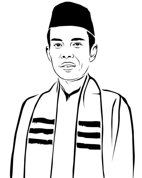 Line Art Ustad Abdul Somad Sketsa Lukisan Wajah Siluet