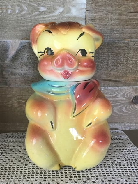 Vintage American Bisque Boy Pig Cookie Jar 1940 S Etsy