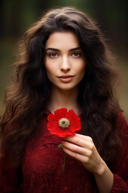 Premium Photo Portrait Of A Woman In A Poppy Field Vertical Photo