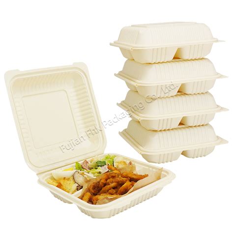 Eco Friendly Big Size Compartments Clamshell To Go Box Disposable Pp