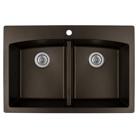 Karran Drop In Quartz Composite 33 In Double Bowl Kitchen Sink In