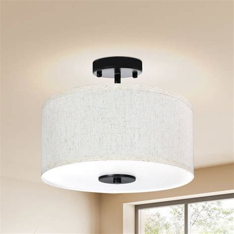 Emitto Led Ceiling Light Modern Bedroom Pendant Lights Linen Shade ...