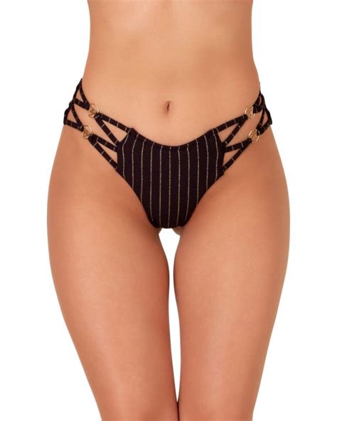 Black Brazilian Low Rise Bikini Bottom L Vivien Vance