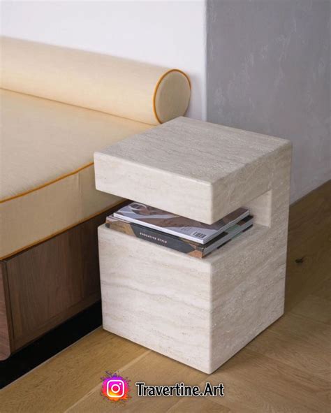 Travertine Side Table