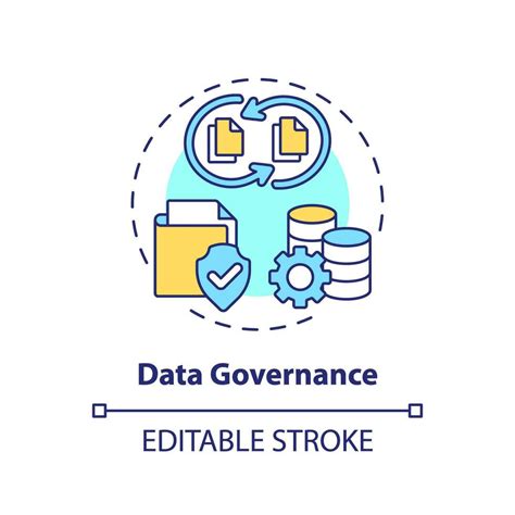 Editable Data Governance Concept Thin Line Icon Isolated Vector Representing Data