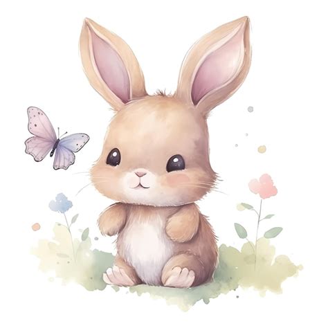 Premium Vector Watercolor Vector Cute Baby Bunny On White Background