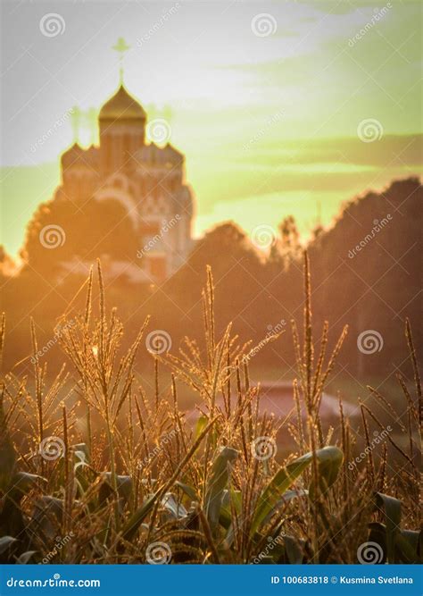 Church At Sunset Stock Photo Image Of Gold Christianity 100683818